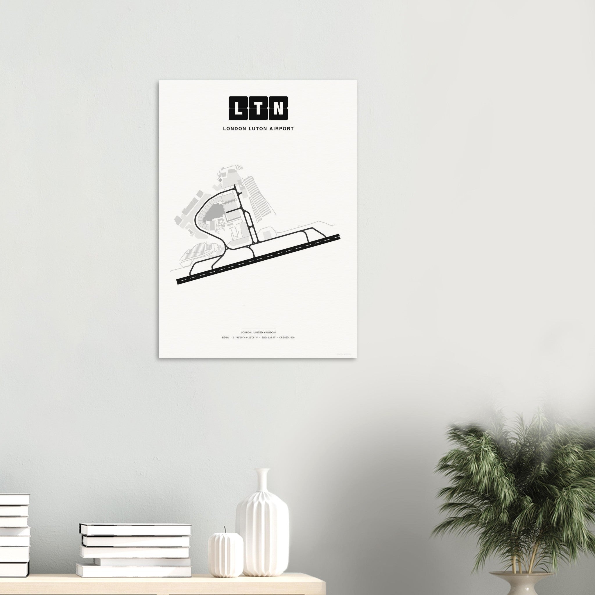 LTN London Luton Airport Map Poster - Classic