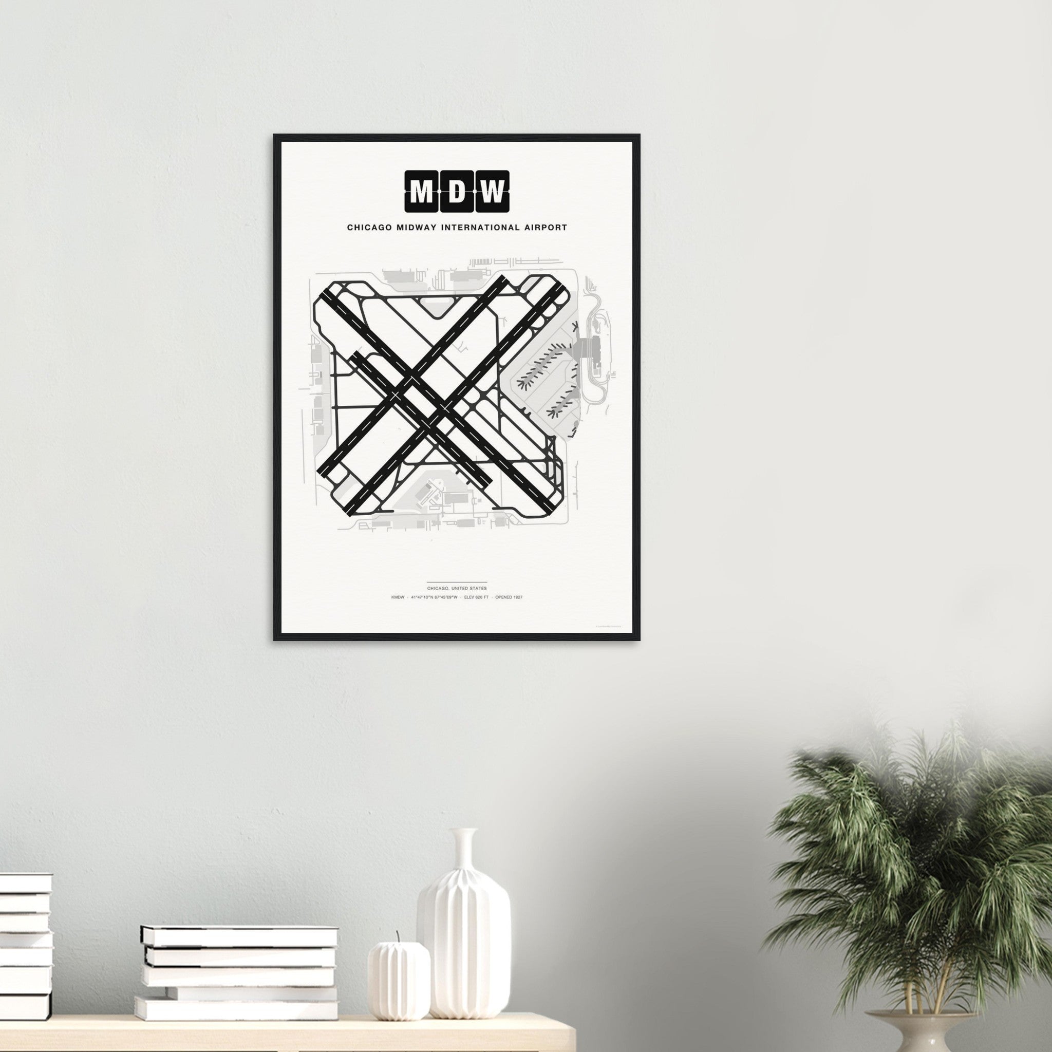 MDW Chicago Midway International Airport Map Poster - Classic