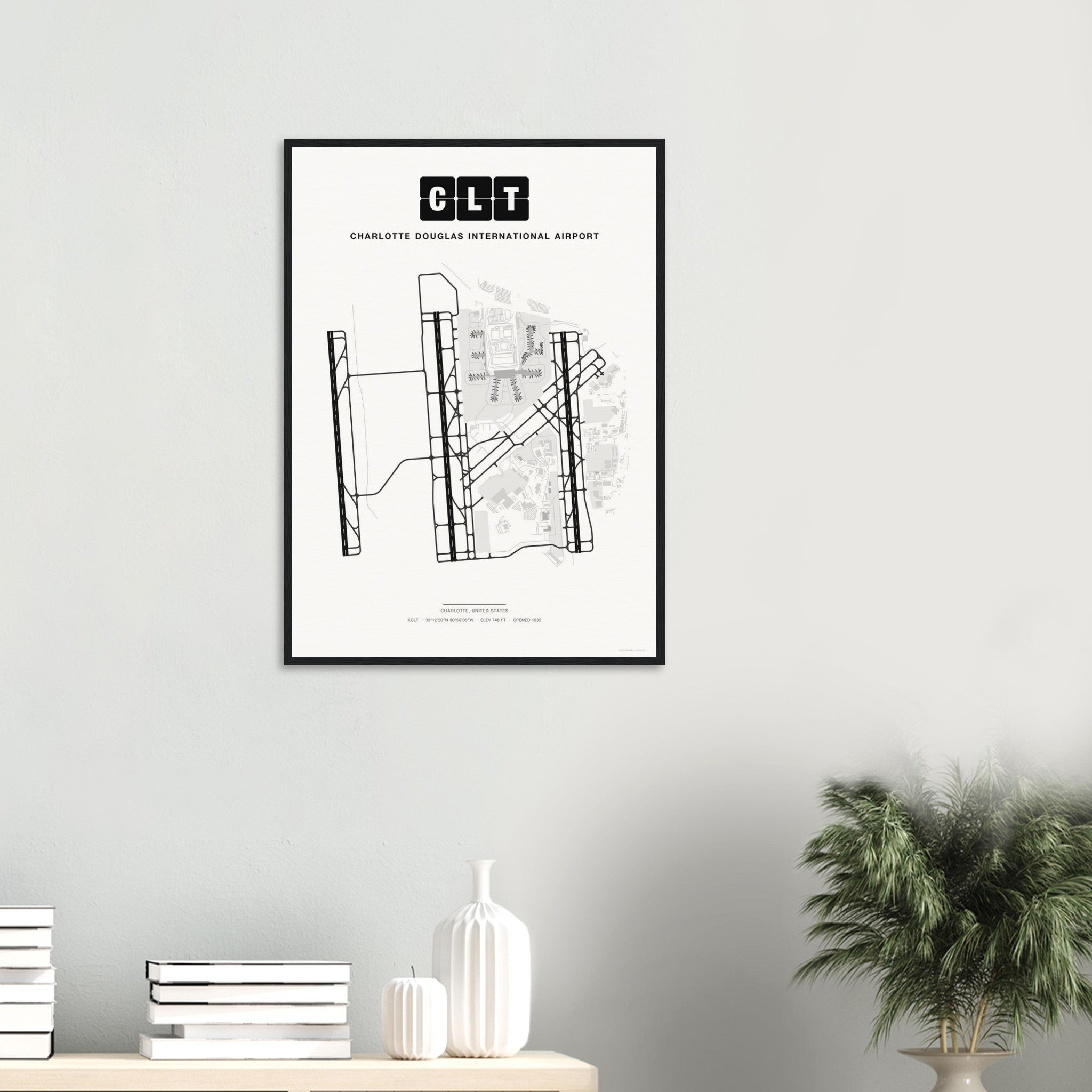 CLT Charlotte Douglas International Airport Map Poster - Classic