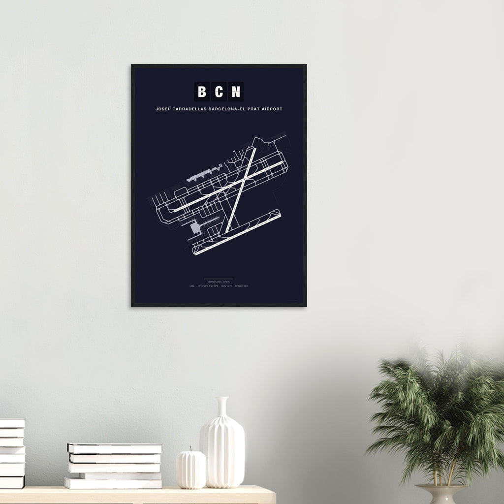 BCN Josep Tarradellas Barcelona–El Prat Airport Map Poster - Dark