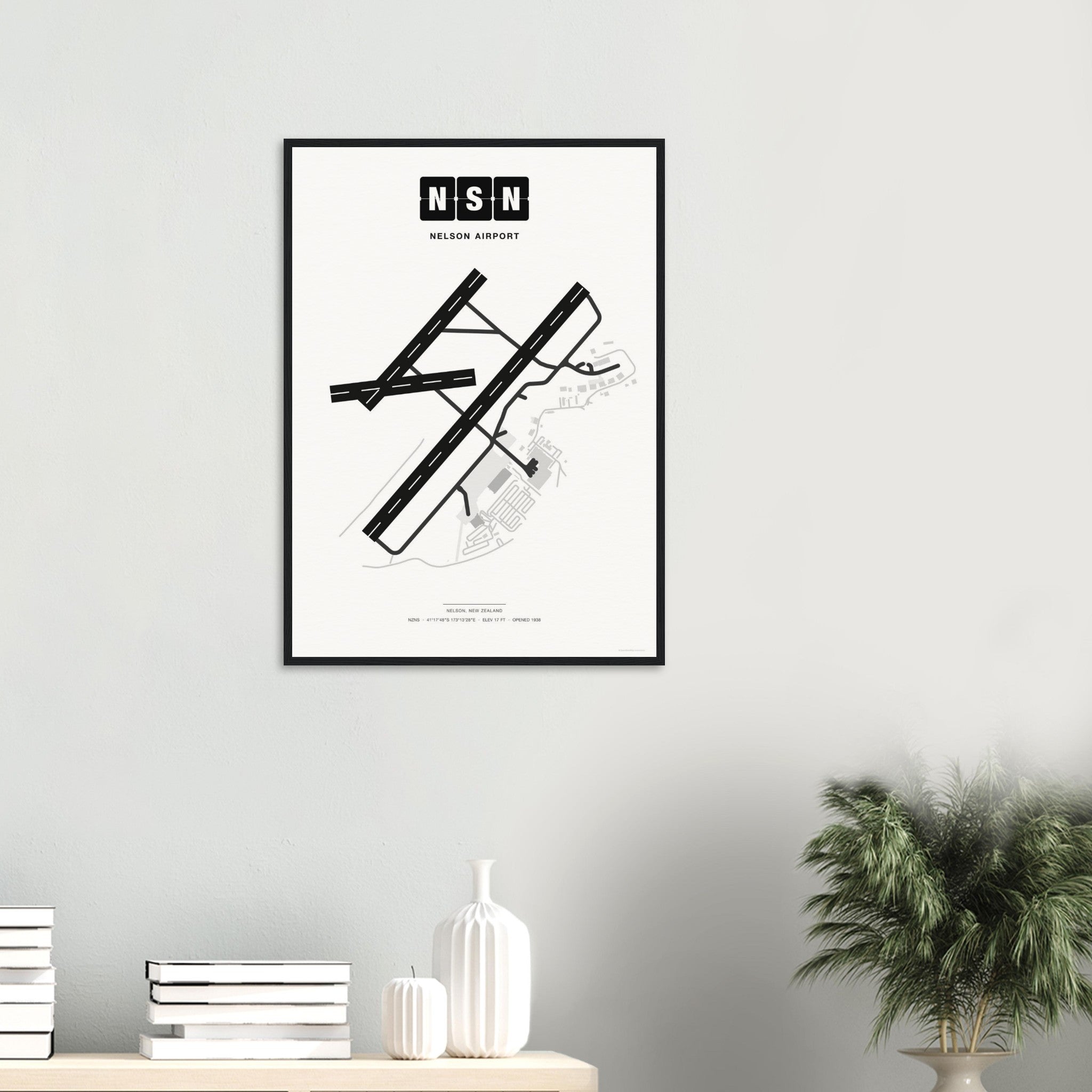 NSN Nelson Airport Map Poster - Classic