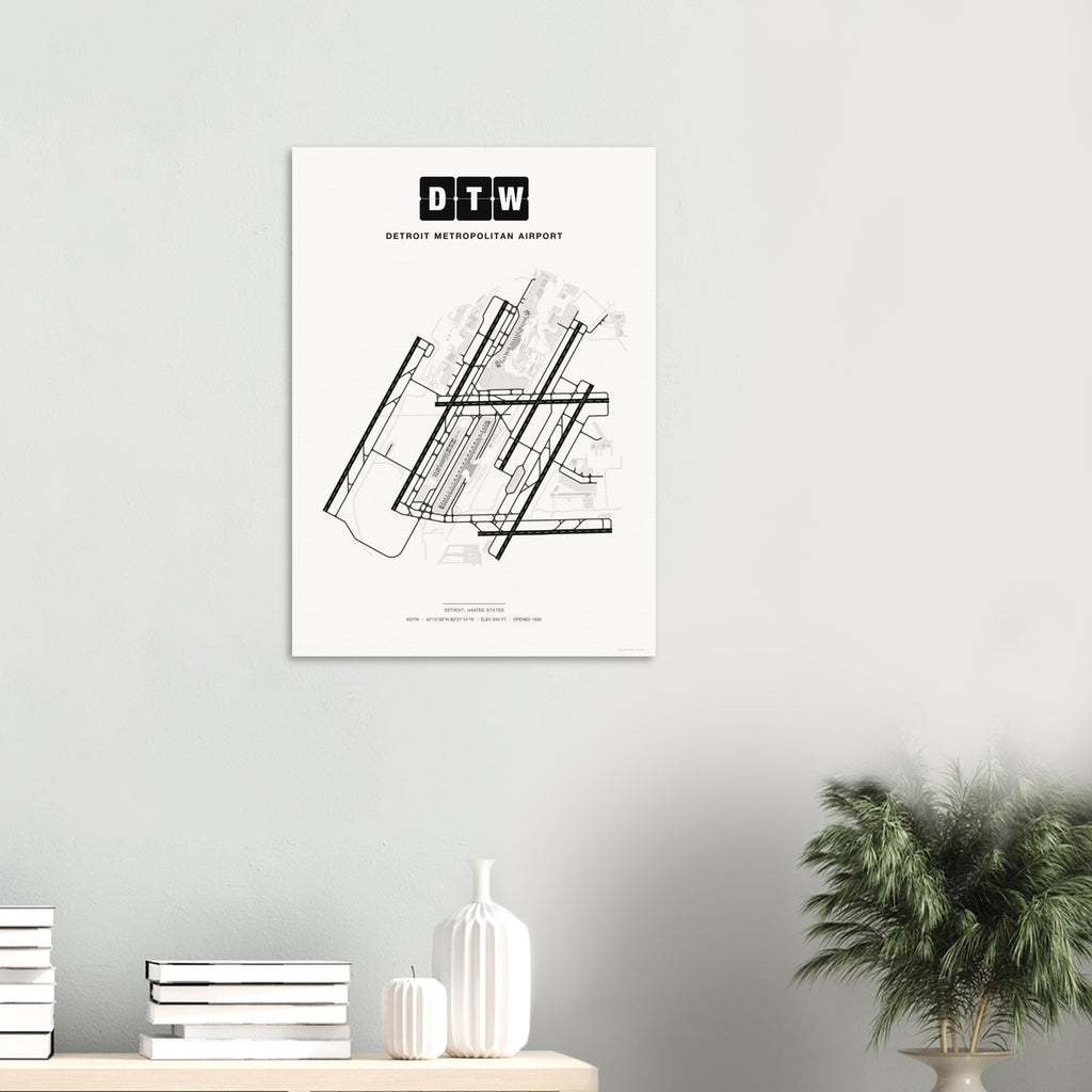 DTW Detroit Metropolitan Airport Map Poster - Classic