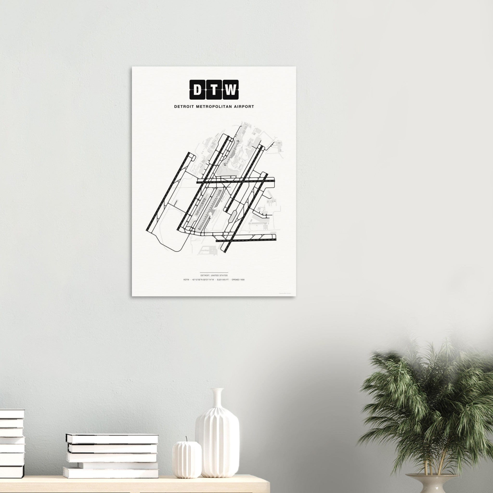 DTW Detroit Metropolitan Airport Map Poster - Classic