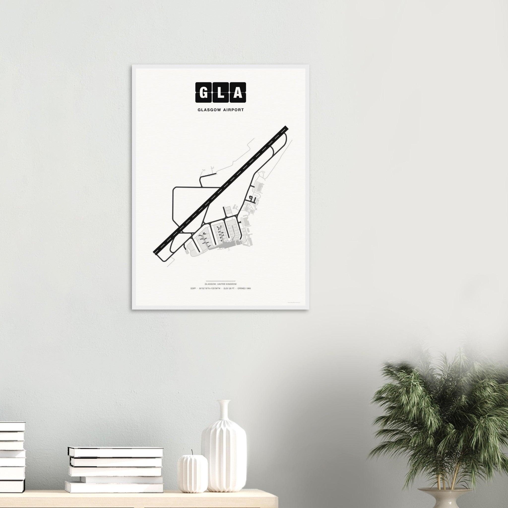 GLA Glasgow Airport Map Poster - Classic