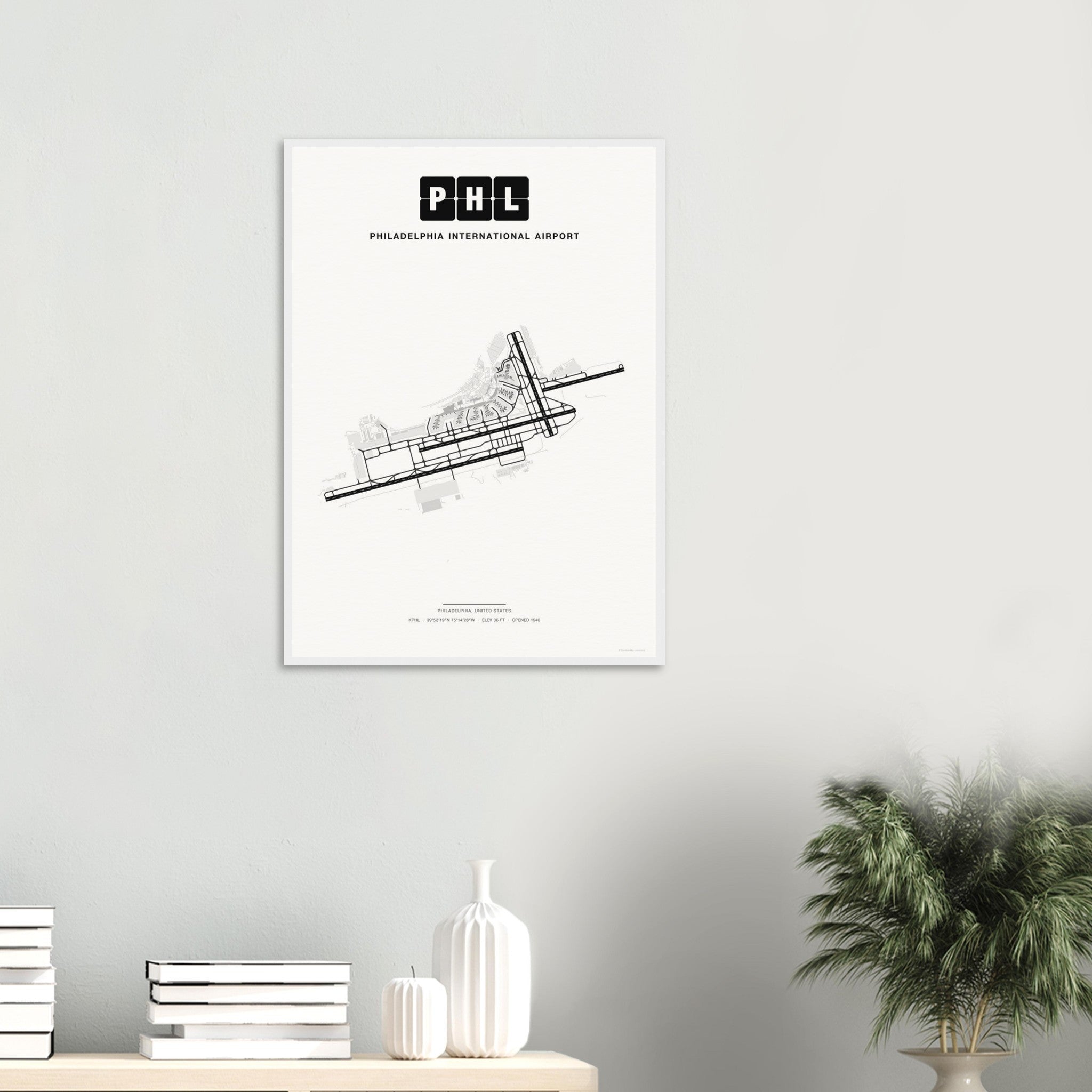 PHL Philadelphia International Airport Map Poster - Classic