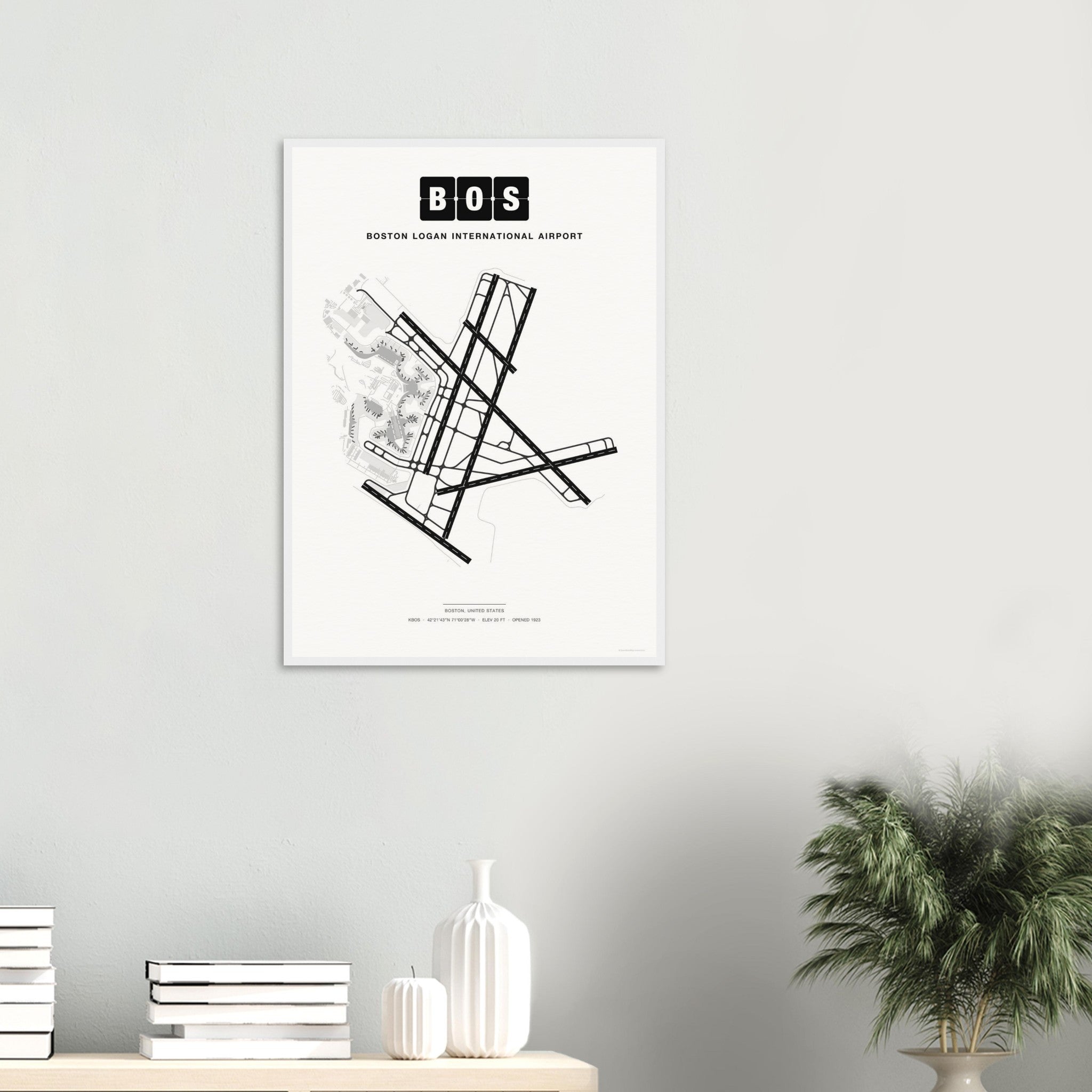 BOS Boston Logan International Airport Map Poster - Classic