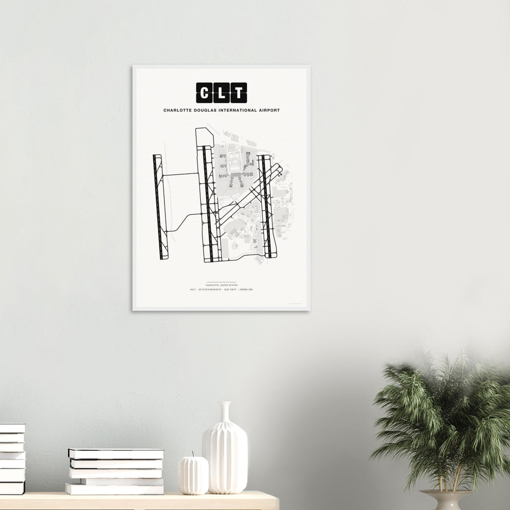 CLT Charlotte Douglas International Airport Map Poster - Classic