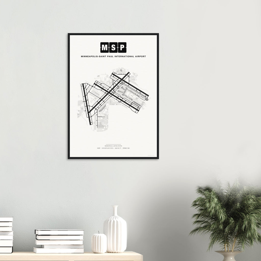 MSP Minneapolis-Saint Paul International Airport Map Poster - Classic