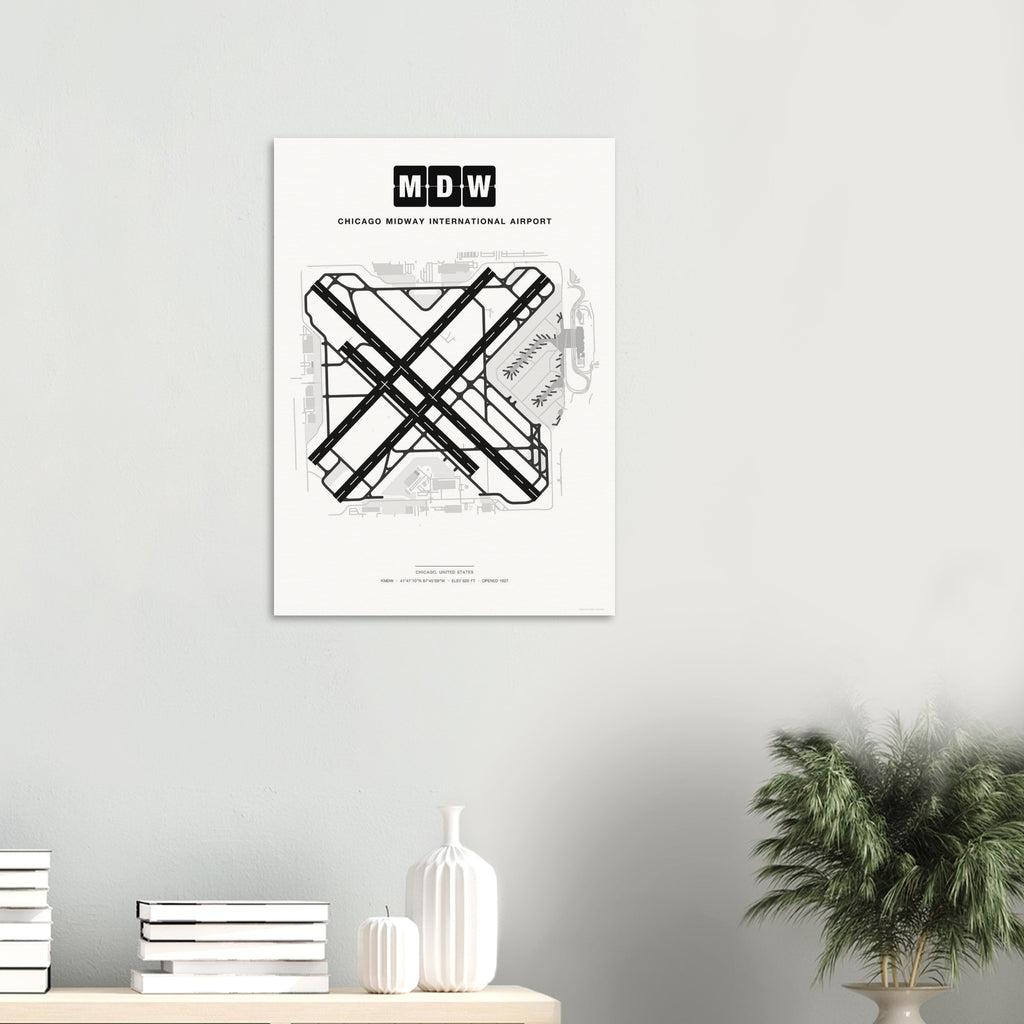 MDW Chicago Midway International Airport Map Poster - Classic