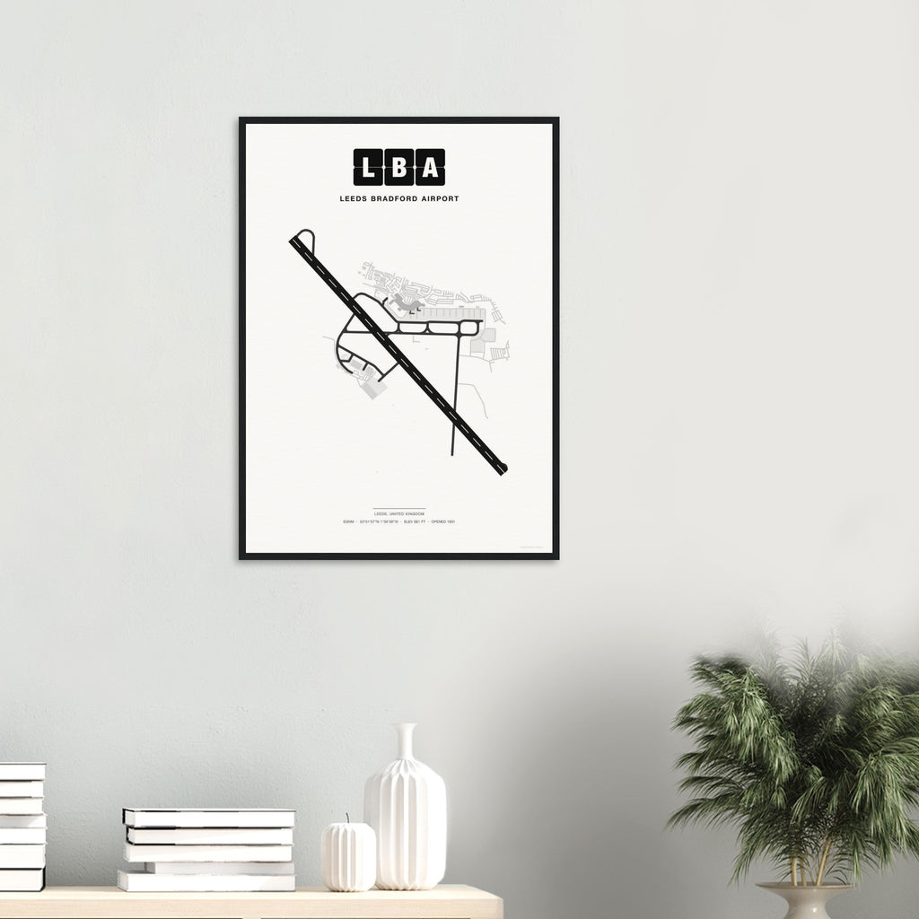 LBA Leeds Bradford Airport Map Poster - Classic