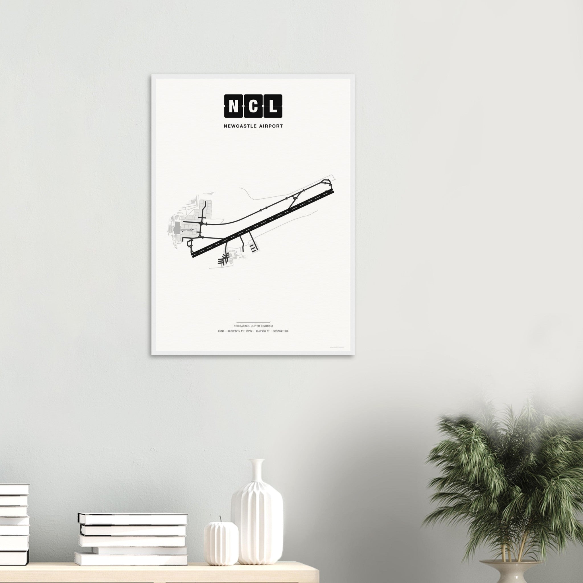 NCL Newcastle Airport Map Poster - Classic