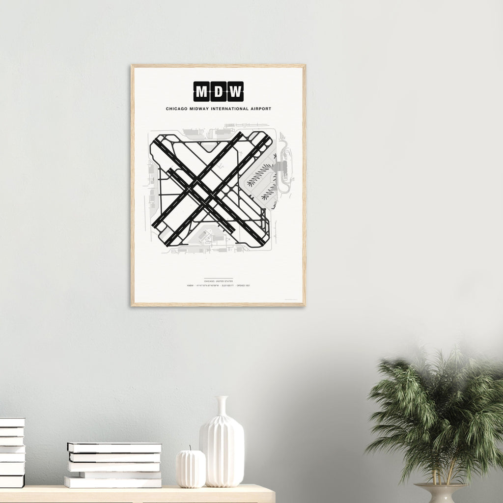 MDW Chicago Midway International Airport Map Poster - Classic
