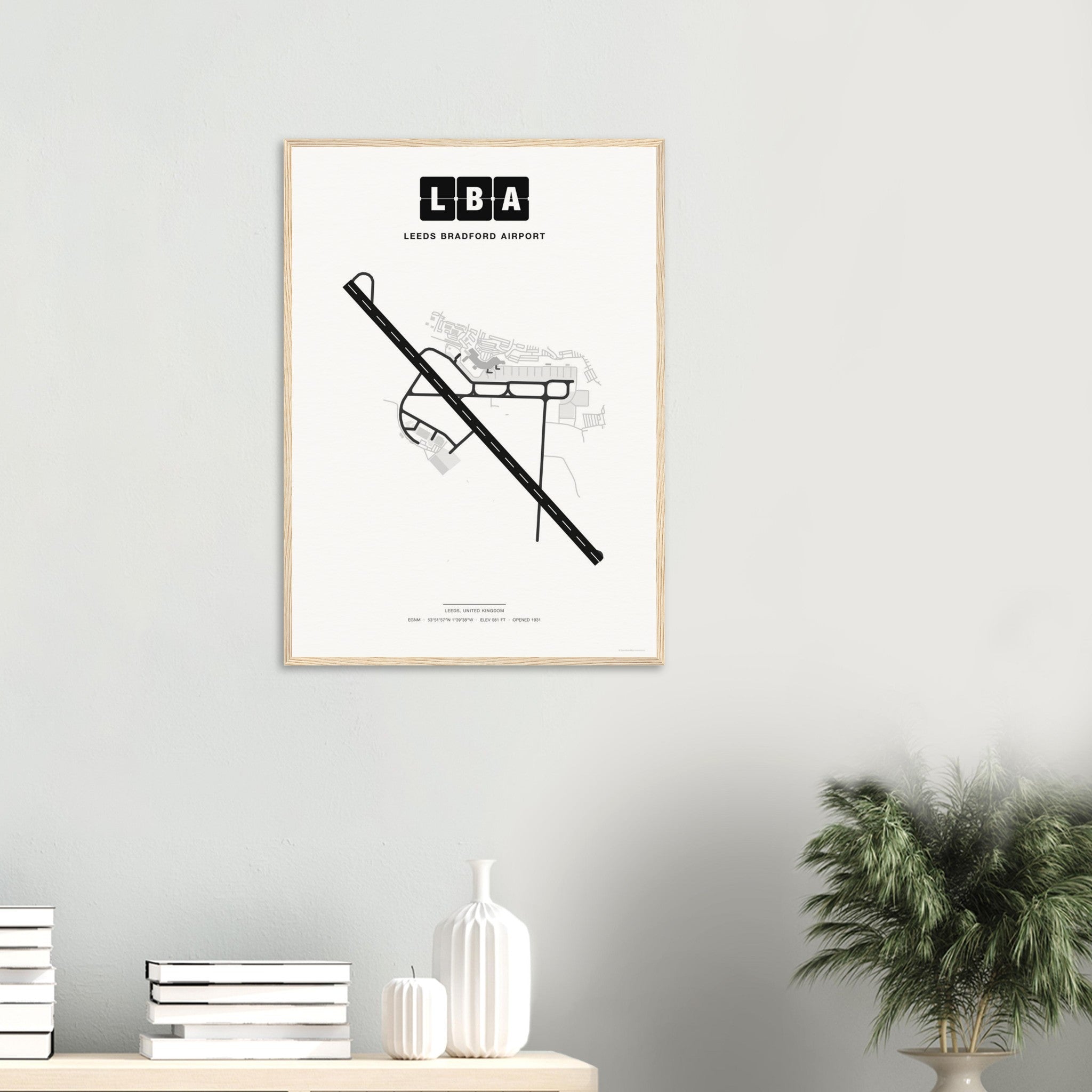 LBA Leeds Bradford Airport Map Poster - Classic