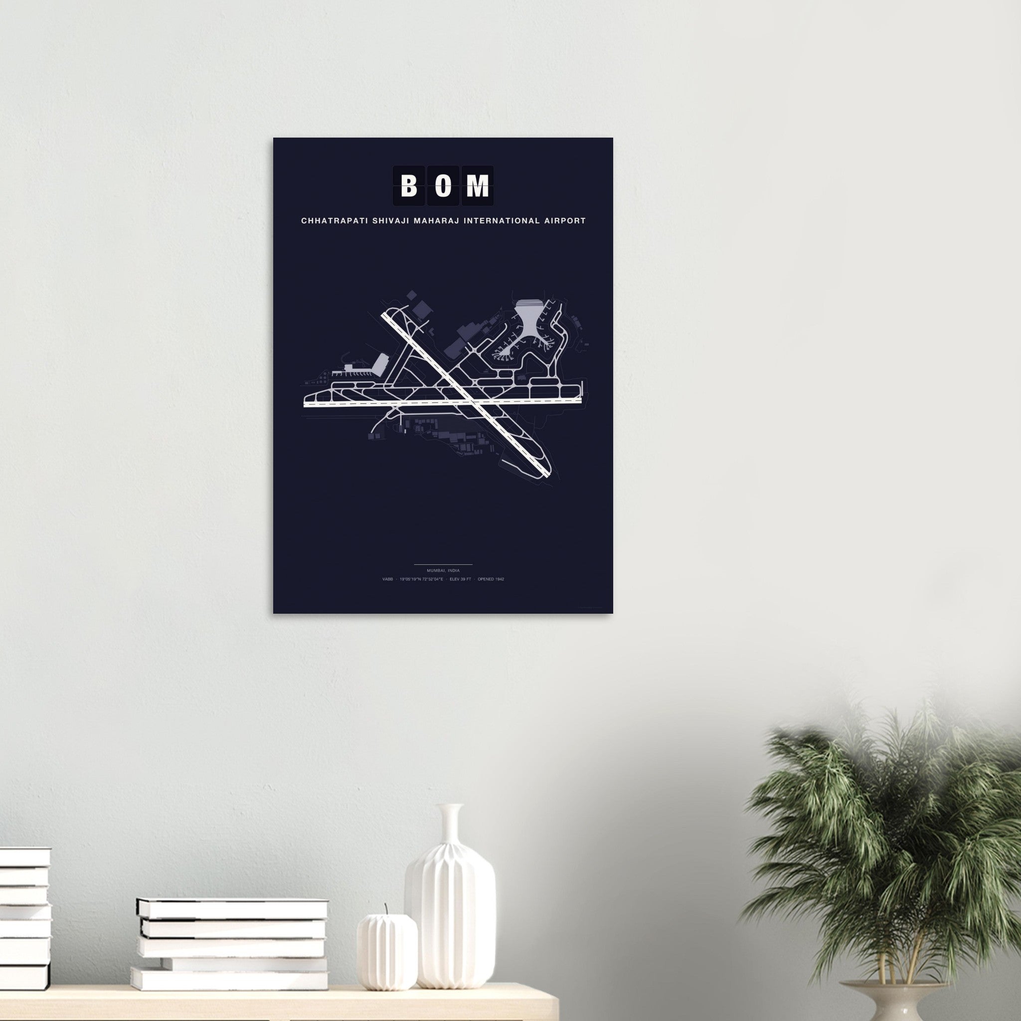 BOM Chhatrapati Shivaji Maharaj International Airport Map Poster - Dark