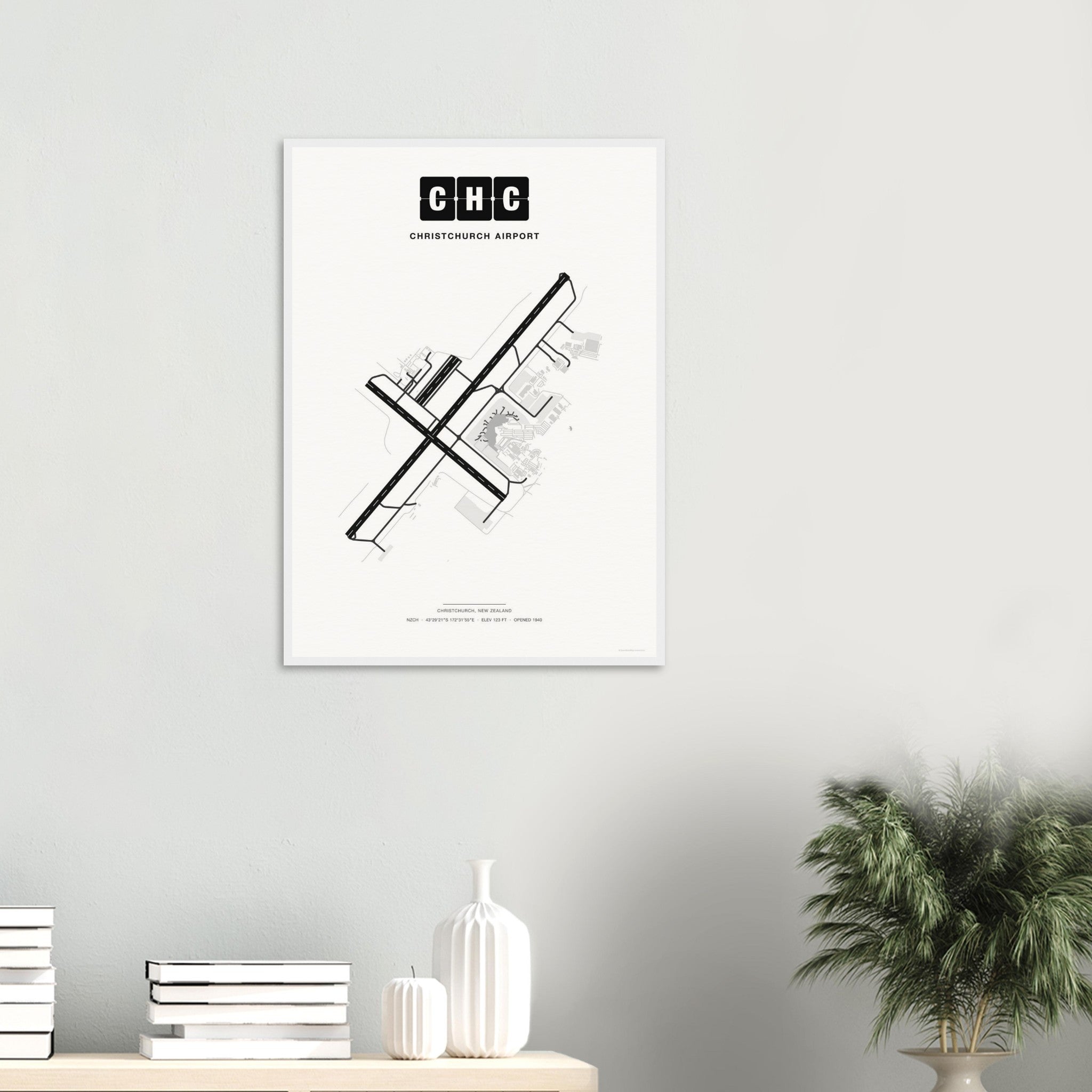 CHC Christchurch Airport Map Poster - Classic