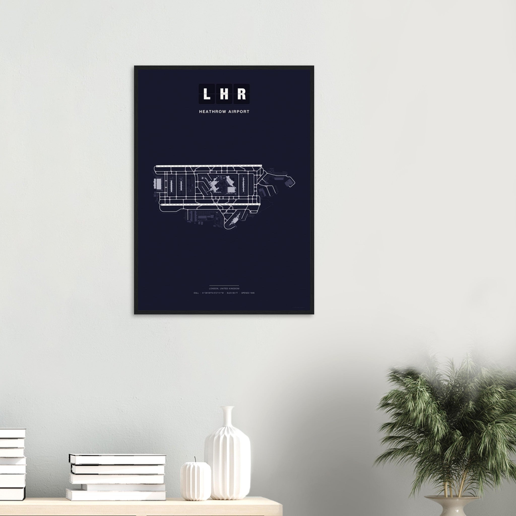LHR Heathrow Airport Map Poster - Dark