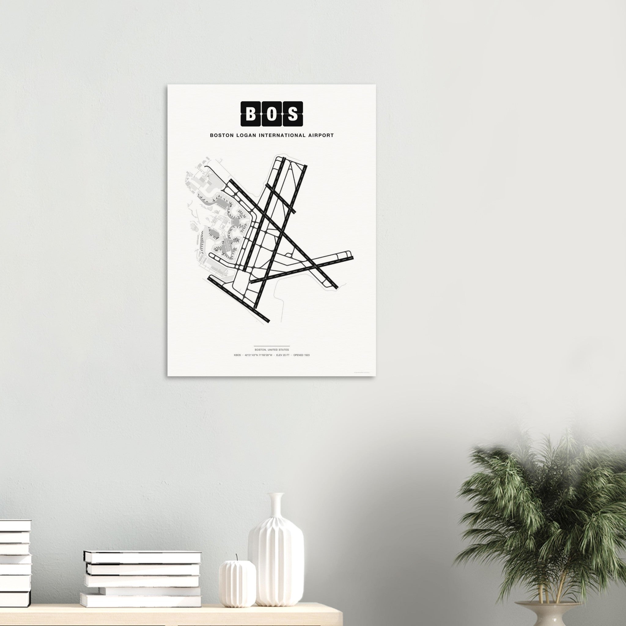 BOS Boston Logan International Airport Map Poster - Classic