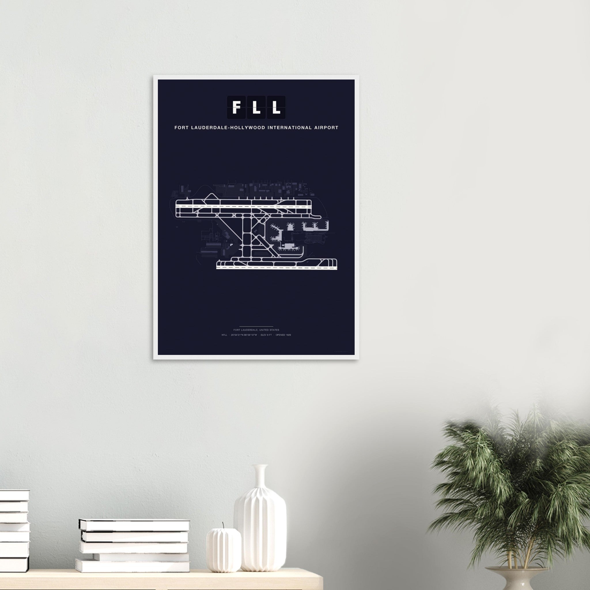 FLL Fort Lauderdale-Hollywood International Airport Map Poster - Dark