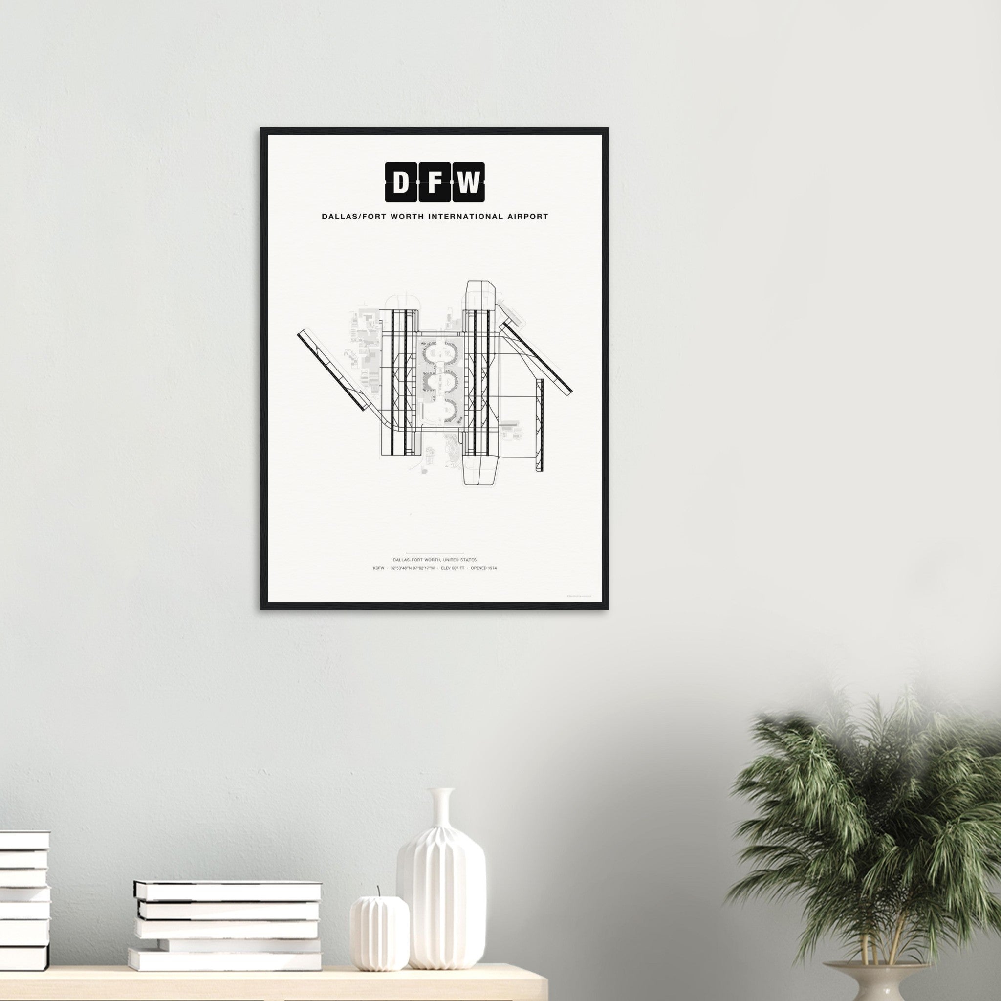 DFW Dallas/Fort Worth International Airport Map Poster - Classic