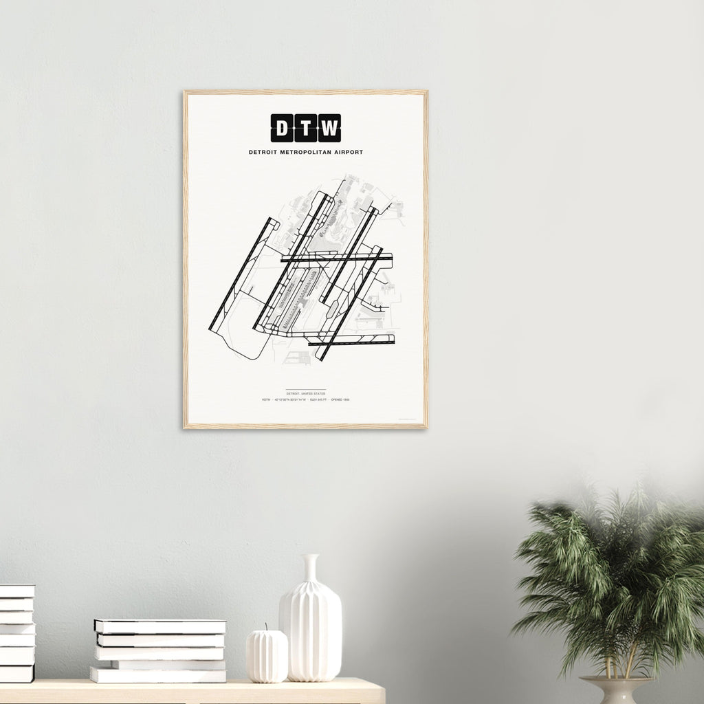 DTW Detroit Metropolitan Airport Map Poster - Classic