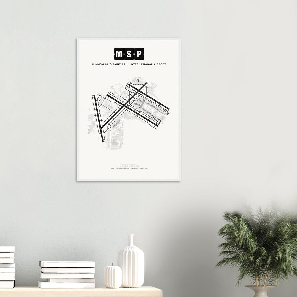 MSP Minneapolis-Saint Paul International Airport Map Poster - Classic