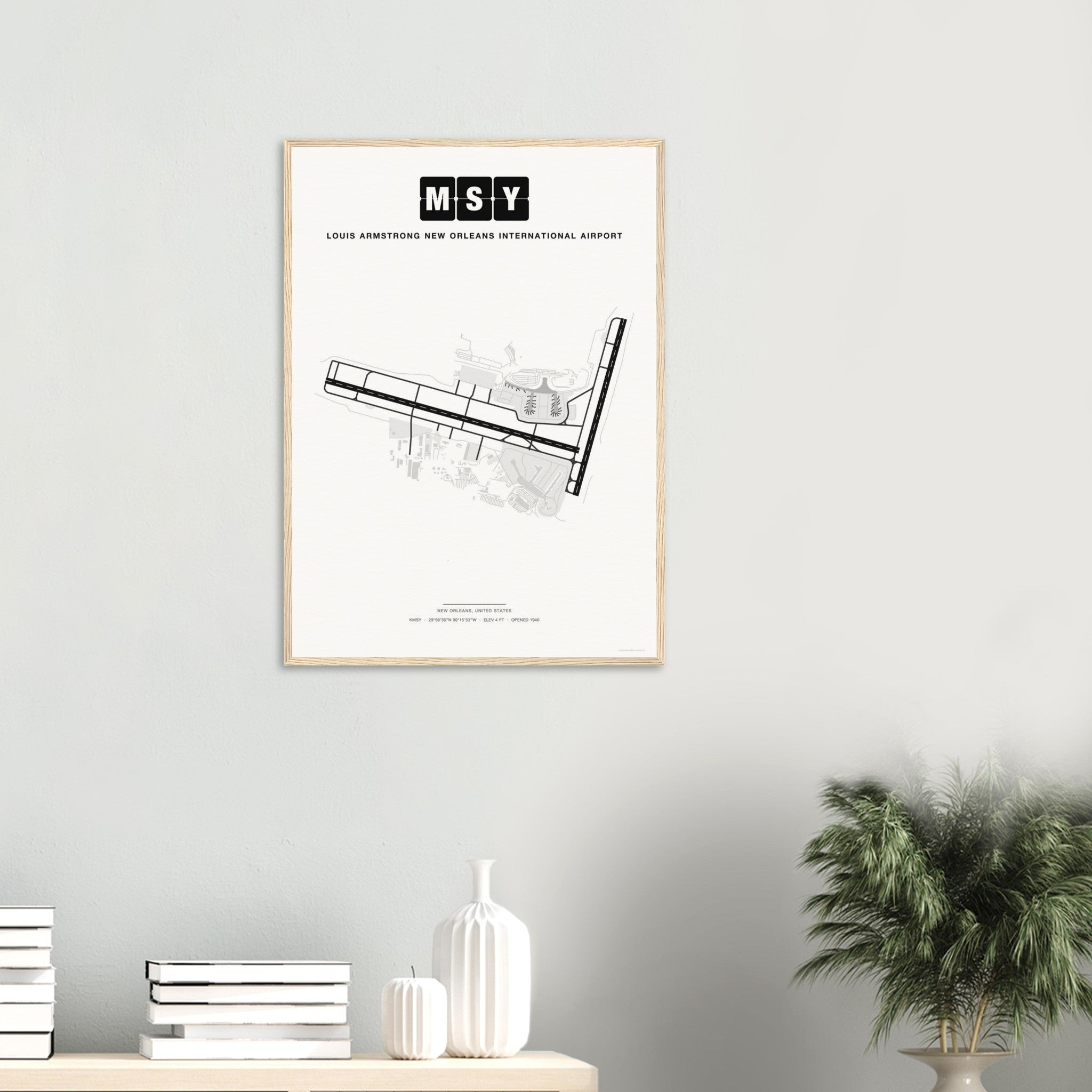 MSY Louis Armstrong New Orleans International Airport Map Poster - Classic