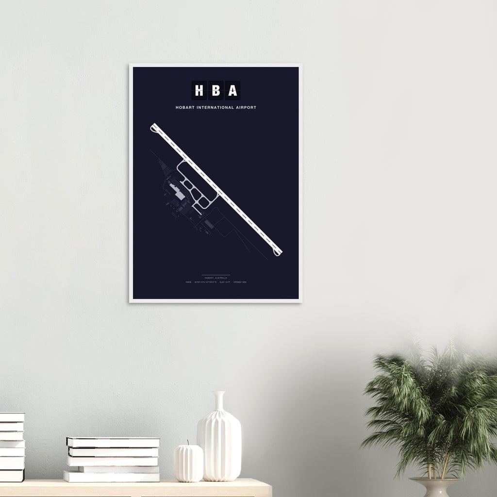 HBA Hobart International Airport Map Poster - Dark