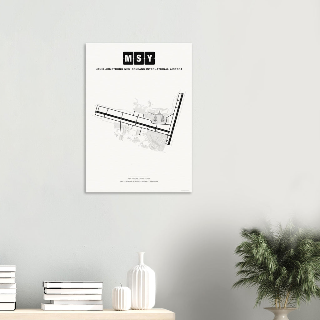 MSY Louis Armstrong New Orleans International Airport Map Poster - Classic