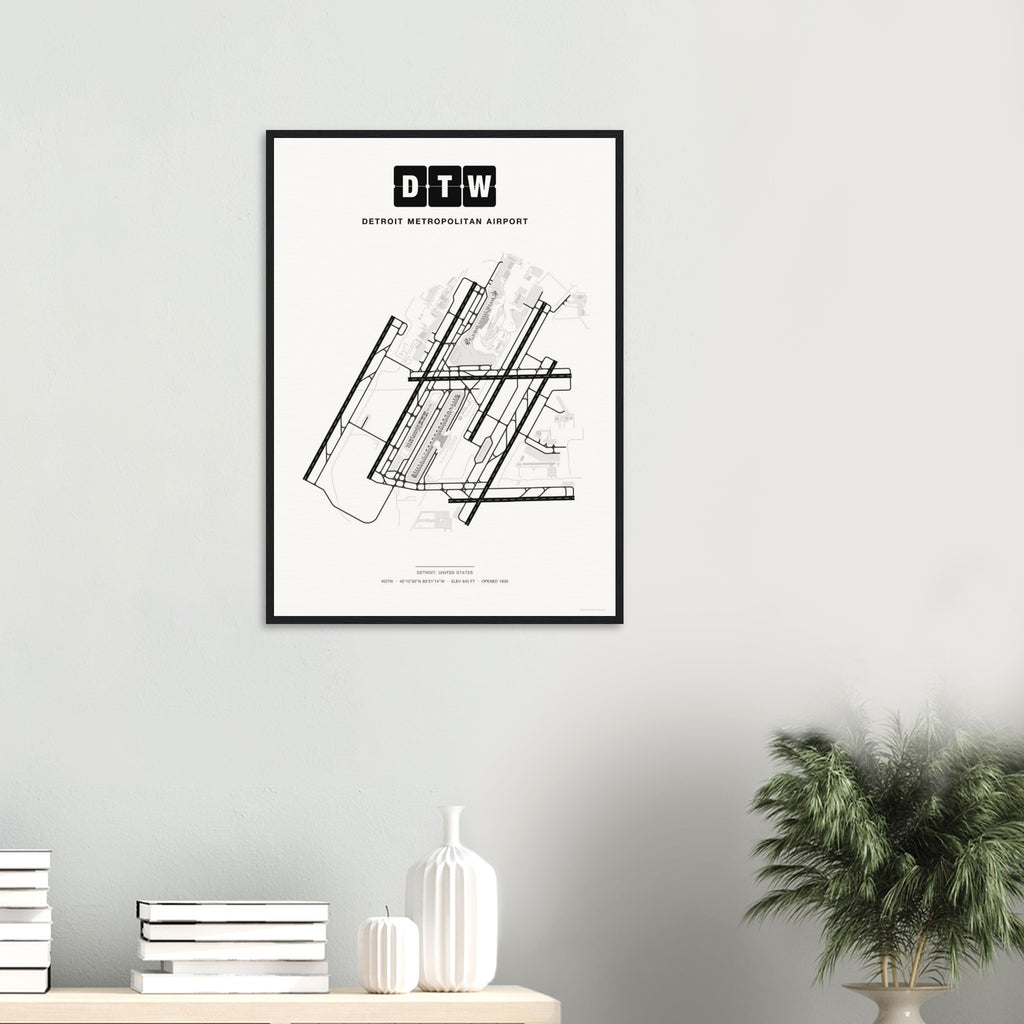 DTW Detroit Metropolitan Airport Map Poster - Classic