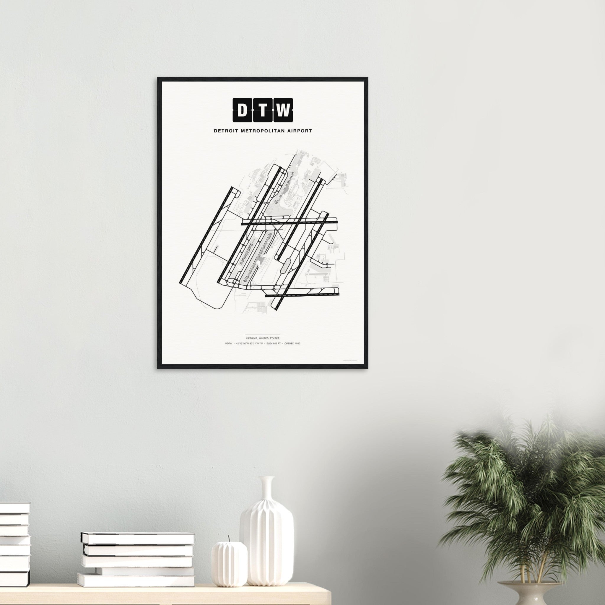 DTW Detroit Metropolitan Airport Map Poster - Classic