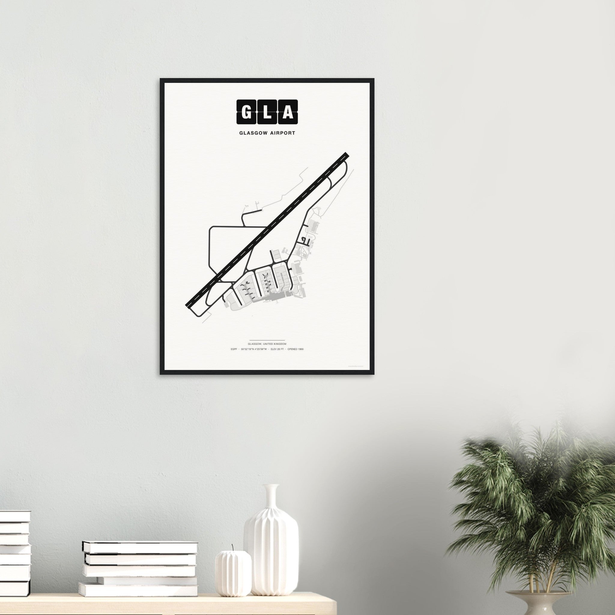 GLA Glasgow Airport Map Poster - Classic