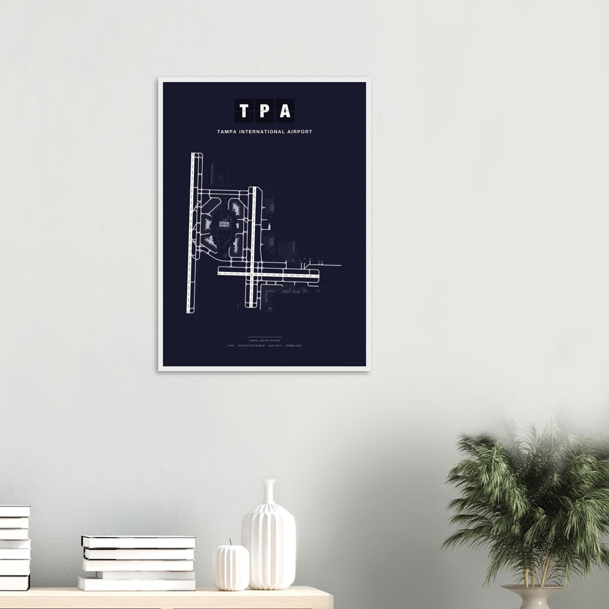 TPA Tampa International Airport Map Poster - Dark