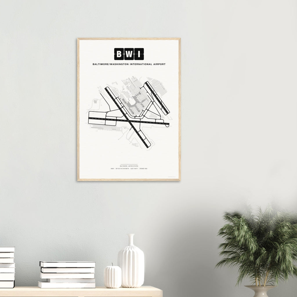 BWI Baltimore/Washington International Airport Map Poster - Classic