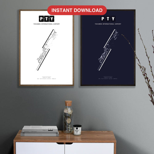 PTY Tocumen International Airport map - Classic and Dark styles, instant download, square lead