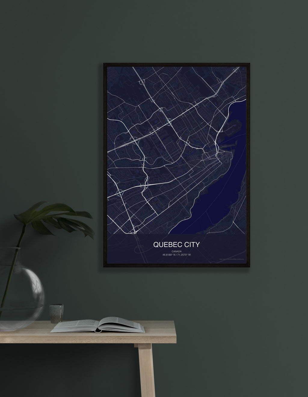 Quebec City map digital download - Dark style