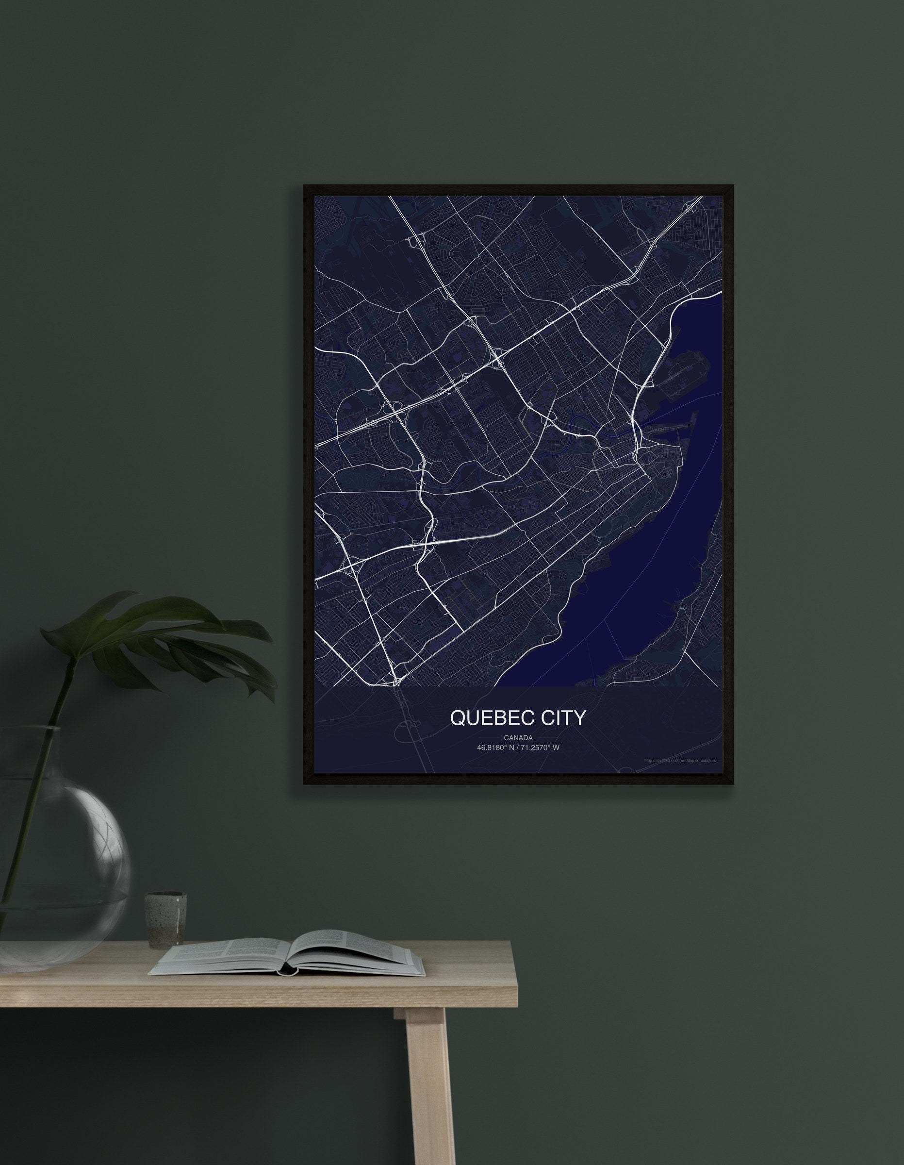 Quebec City map digital download - Dark style