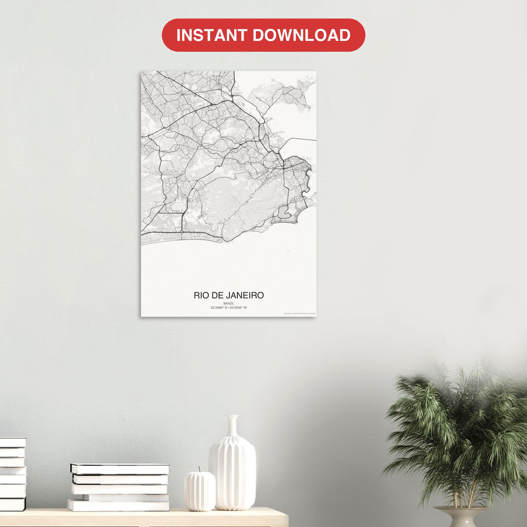 Rio de Janeiro map digital download — Classic style, instant download