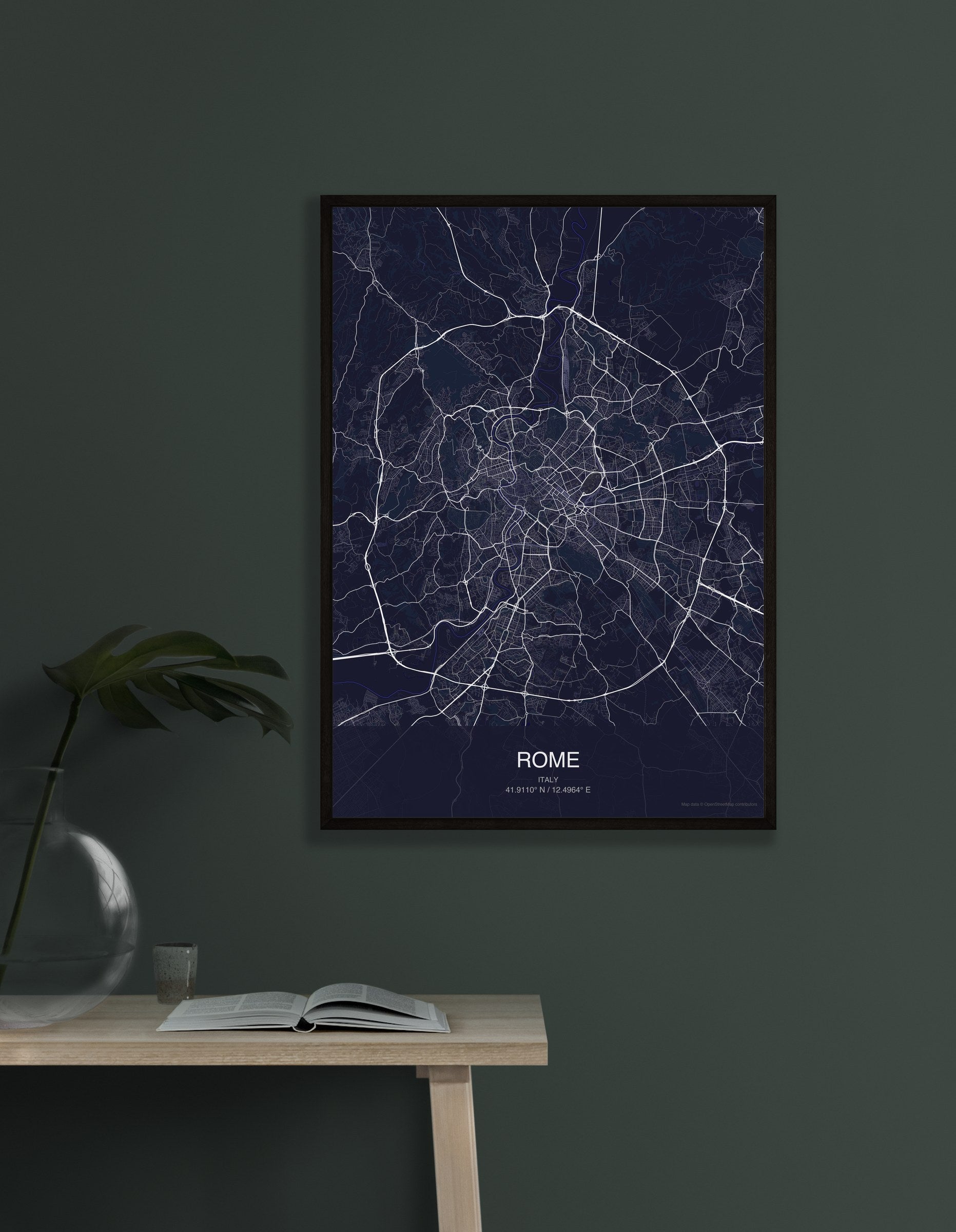 Rome map digital download - Dark style