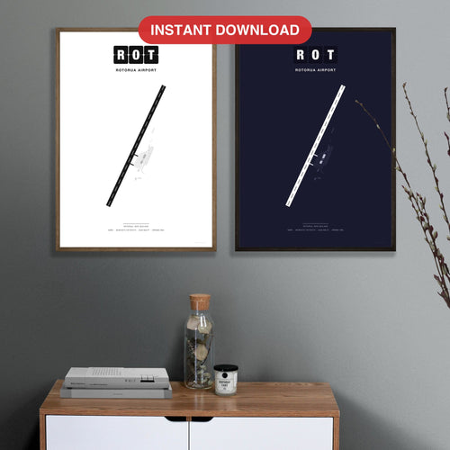 ROT Rotorua Airport map - Classic and Dark styles, instant download, square lead