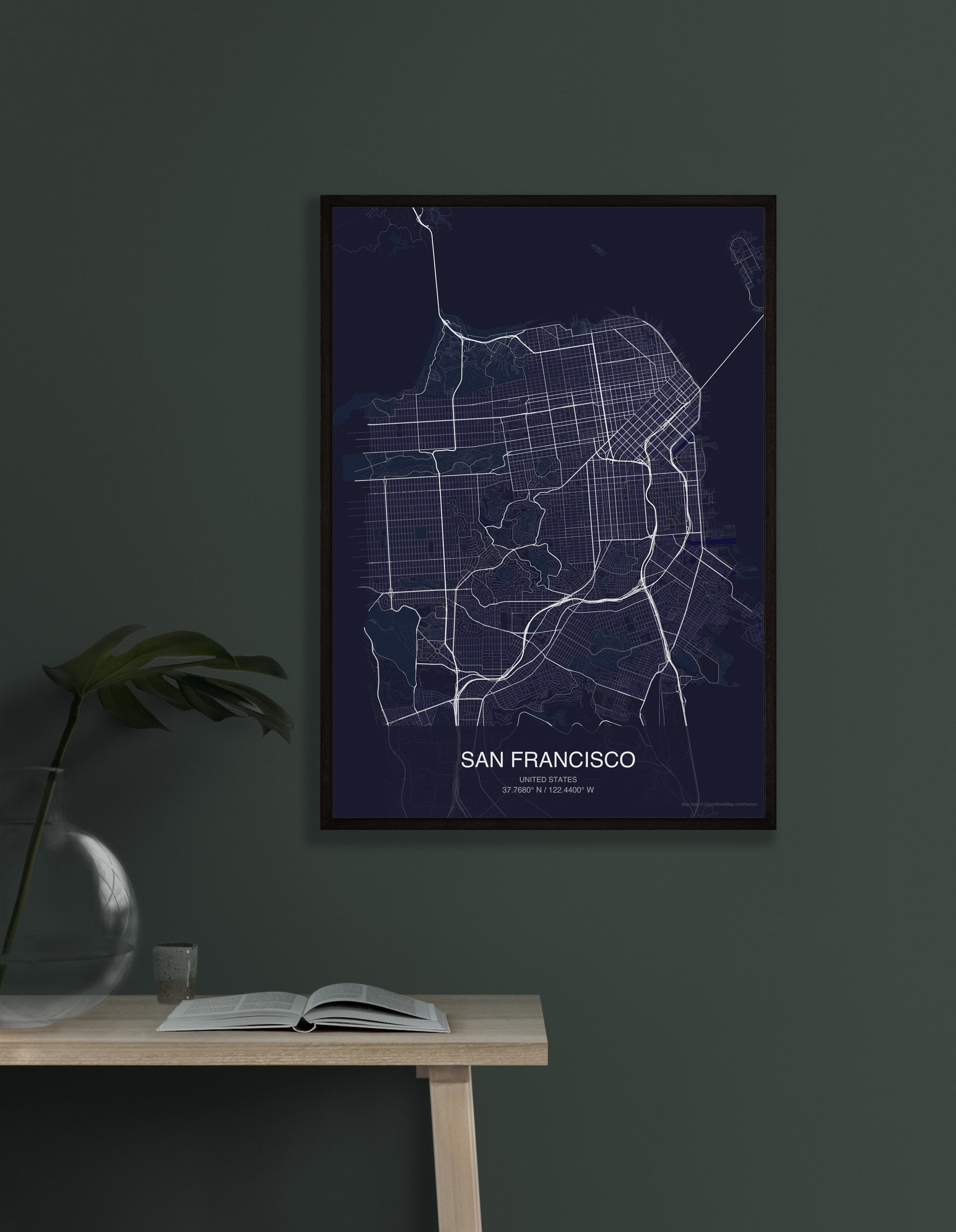 San Francisco map digital download - Dark style