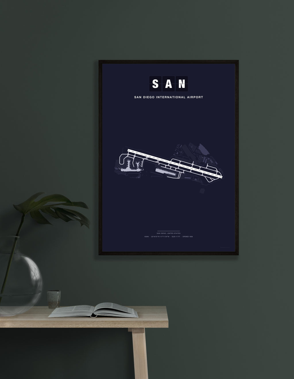 SAN San Diego International Airport map - Dark style