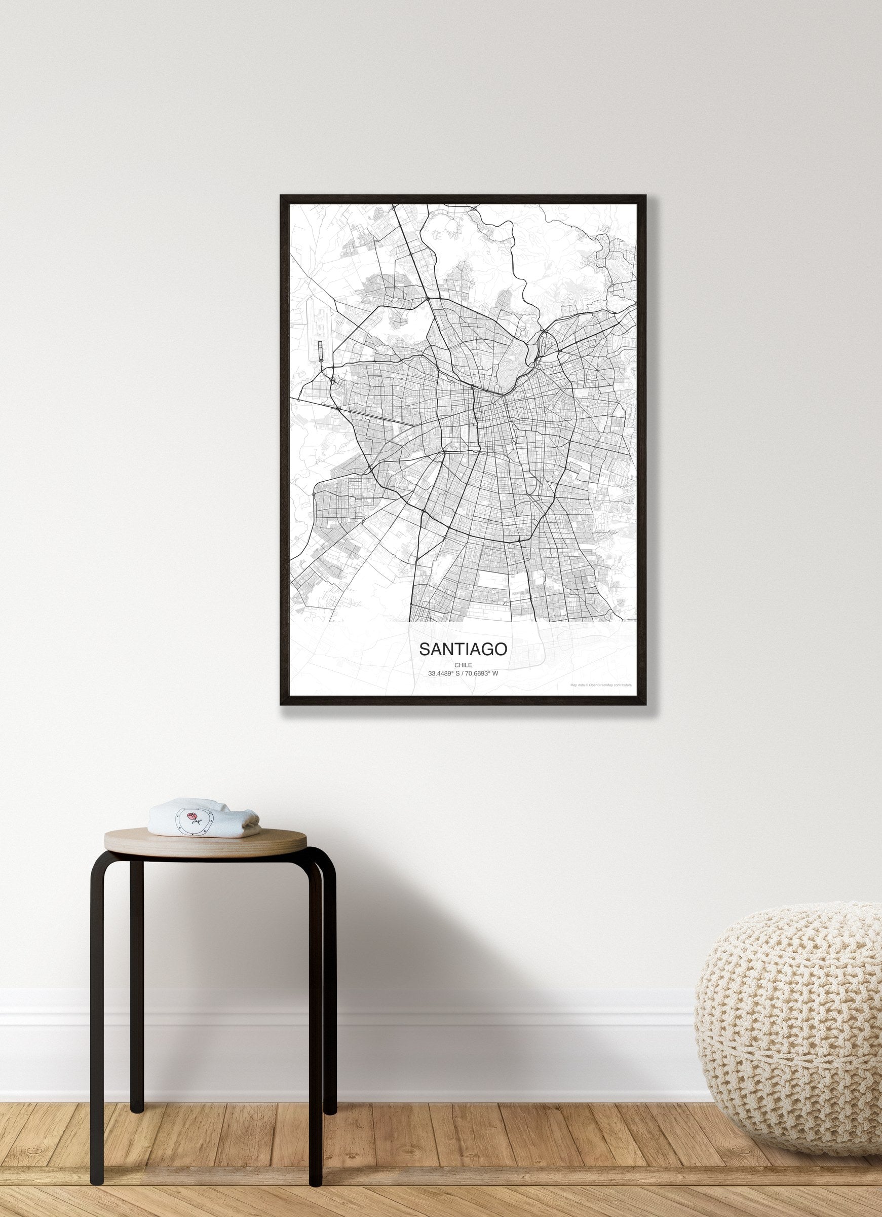 Santiago map digital download - Classic style