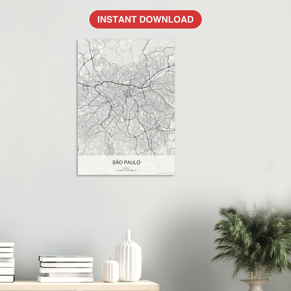 São Paulo map digital download — Classic style, instant download