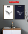 SAT San Antonio International Airport map - Classic and Dark styles, instant download