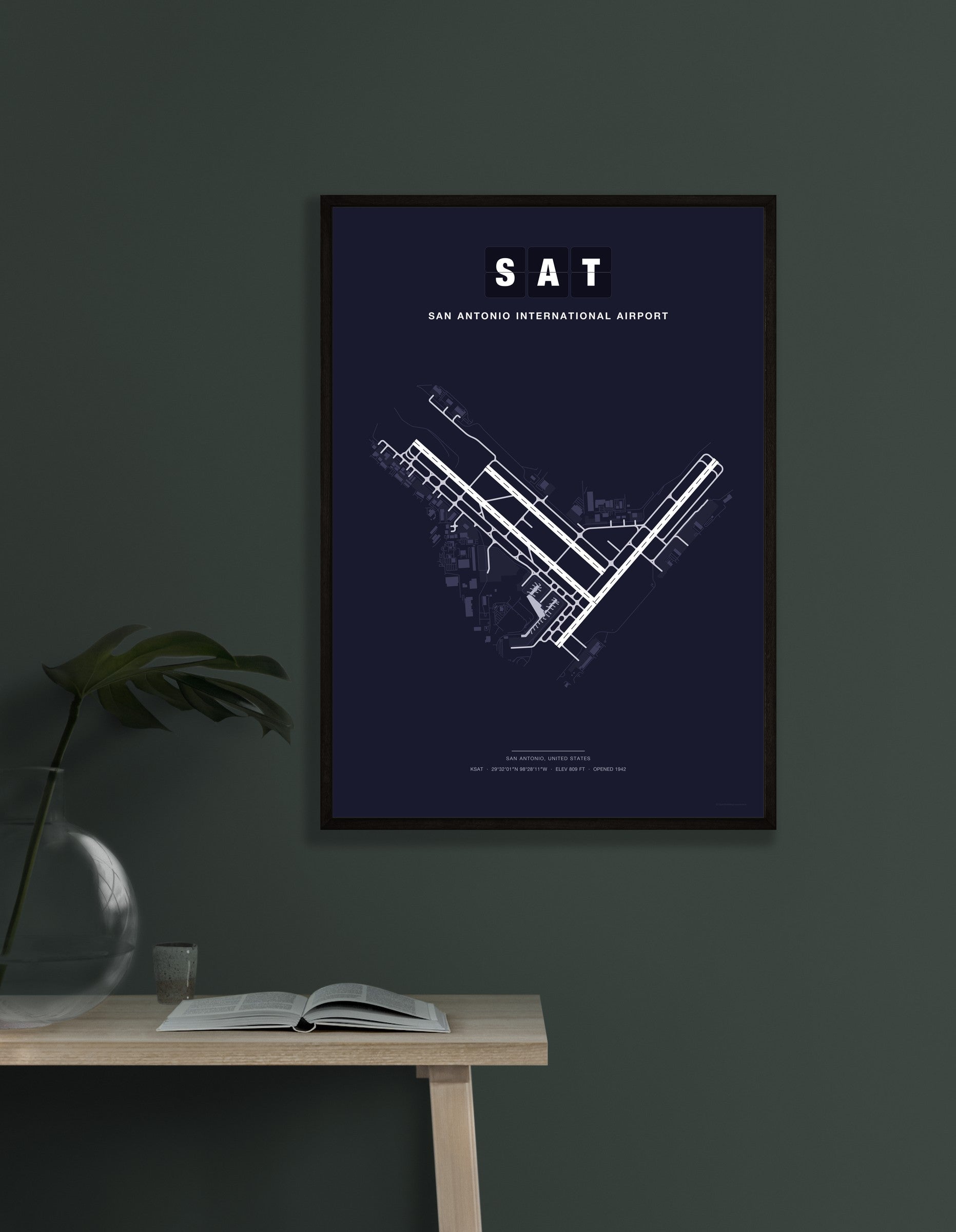 SAT San Antonio International Airport map - Dark style