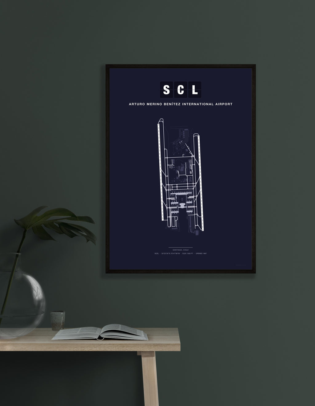 SCL Arturo Merino Benítez International Airport map - Dark style