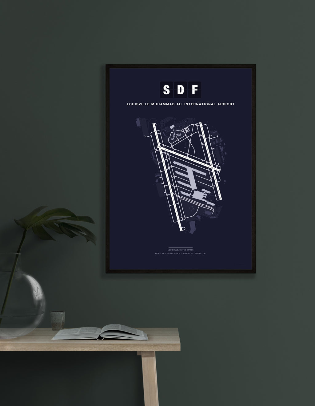 SDF Louisville Muhammad Ali International Airport map - Dark style