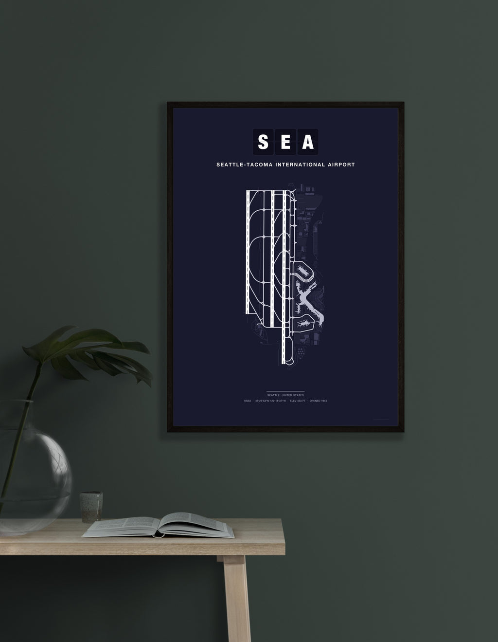SEA Seattle-Tacoma International Airport map - Dark style