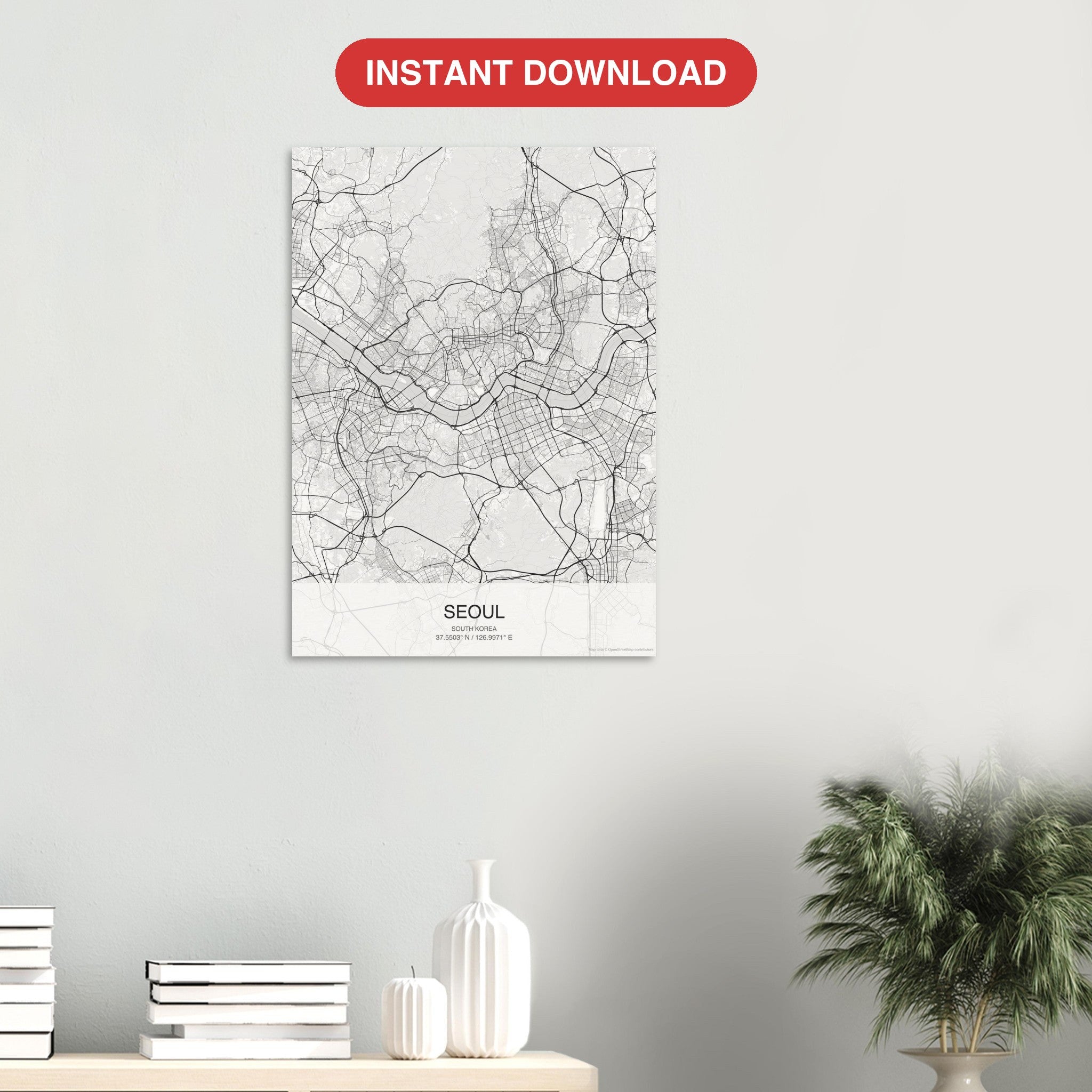 Seoul map digital download — Classic style, instant download