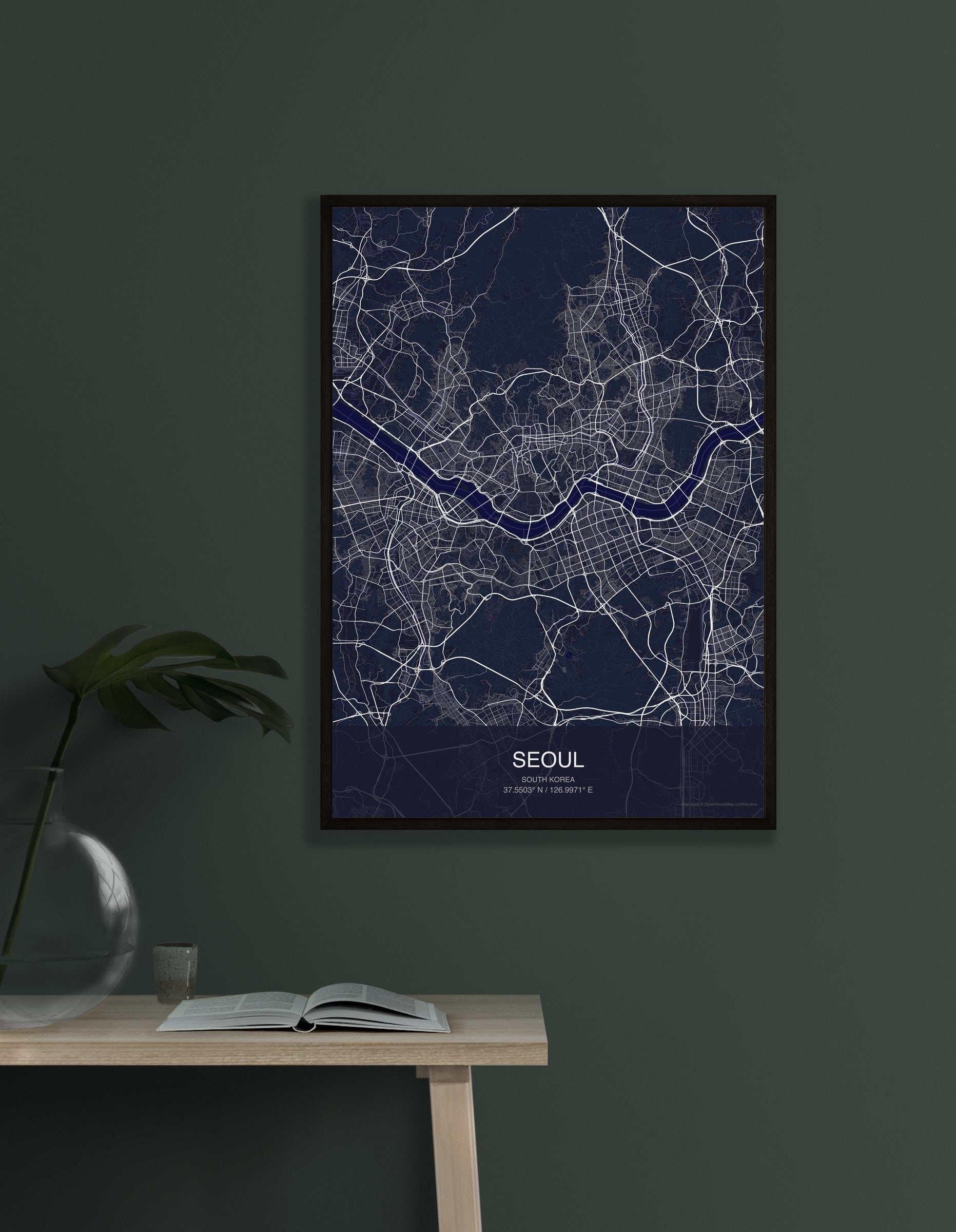 Seoul map digital download - Dark style